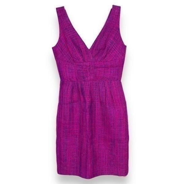 TrinaTurk Concetta Dress in Orchid Pink Purple Tweed V-Neck Shift Womens Size 2