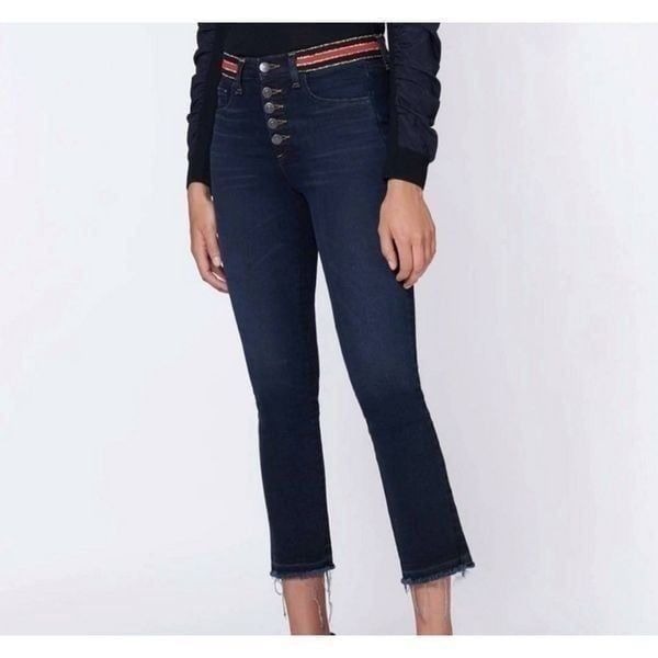 VERONICA BEARD Carolyn 10 Baby Boot dark slate striped waistband jeans sz 26