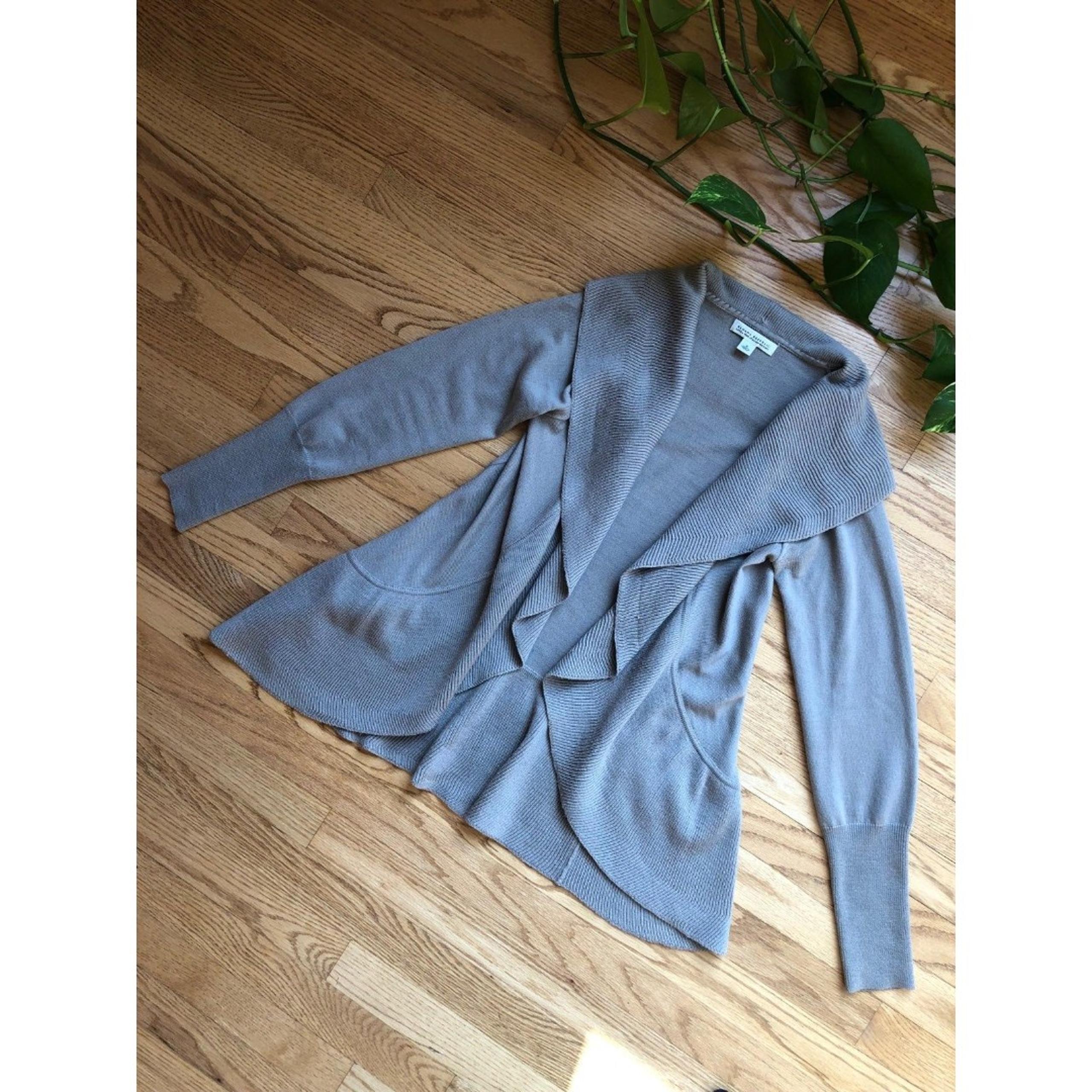 Banana Republic Wool Cardigan Sweater Ruffle Taupe S