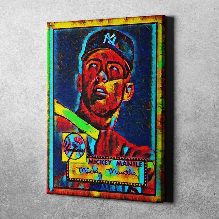 1952 Topps Mickey Mantle RC Canvas Wall Art Refractor Style 20 x30