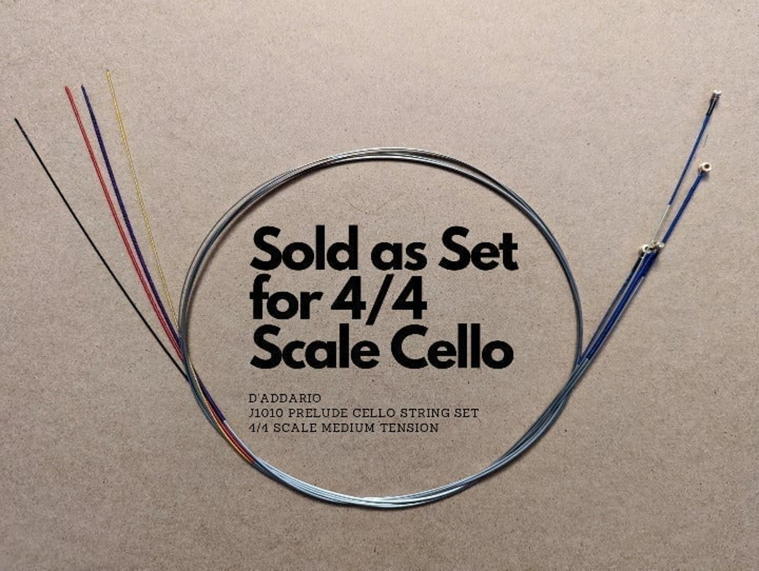D’Addario J1010 Prelude Cello String Set, 4/4 Scale Medium Tension (1 Set)