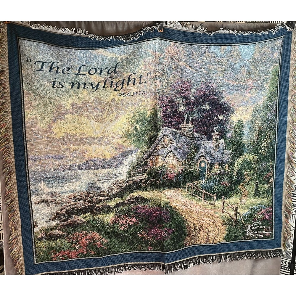 Thomas Kinkade The Lord Is My Light Afghan Throw Blanket Psalm 27:1 56x47