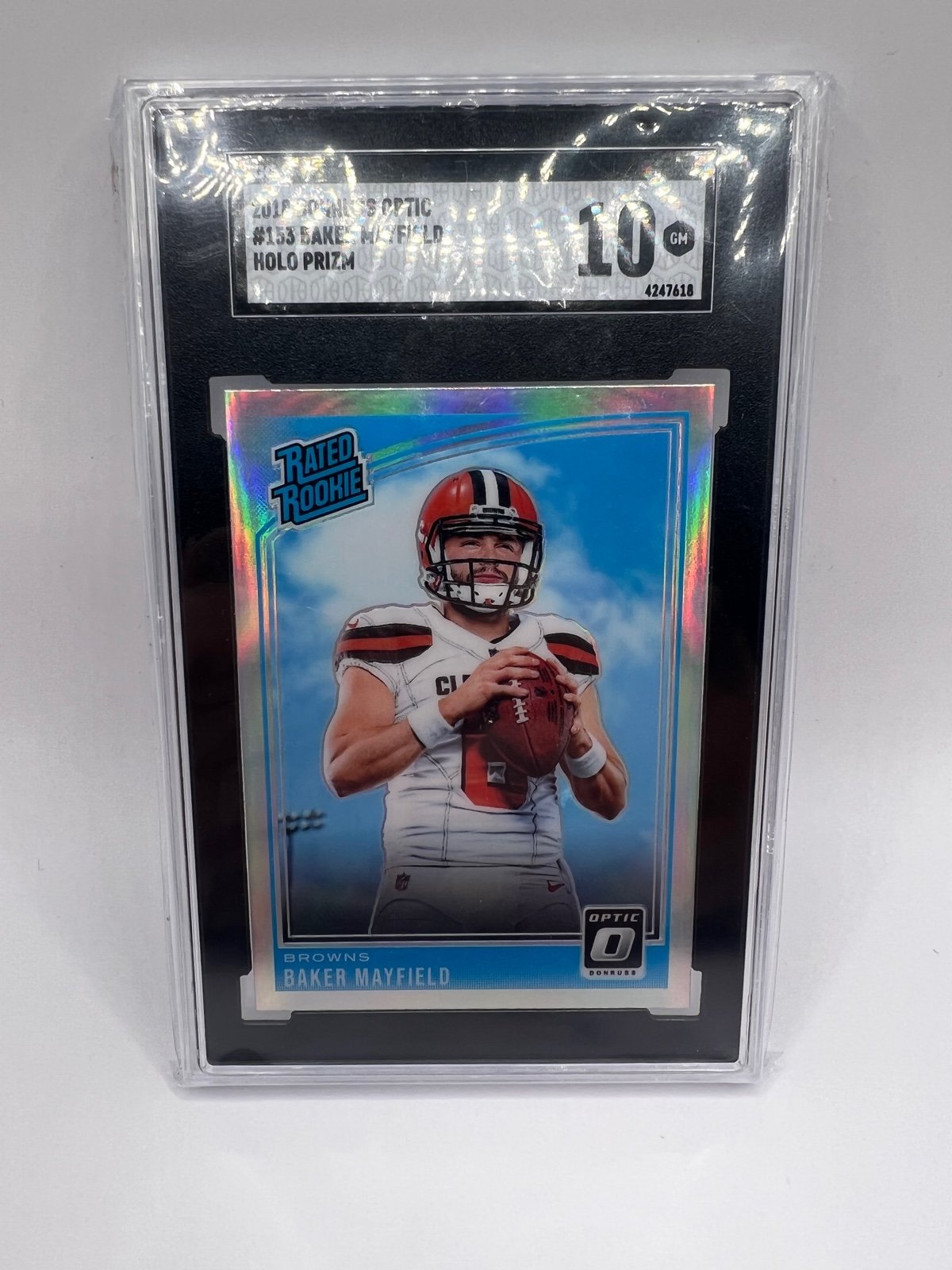 2018 Donruss Optic #153 Baker Mayfield Rookie RC HOLO Silver Prizm SGC 10