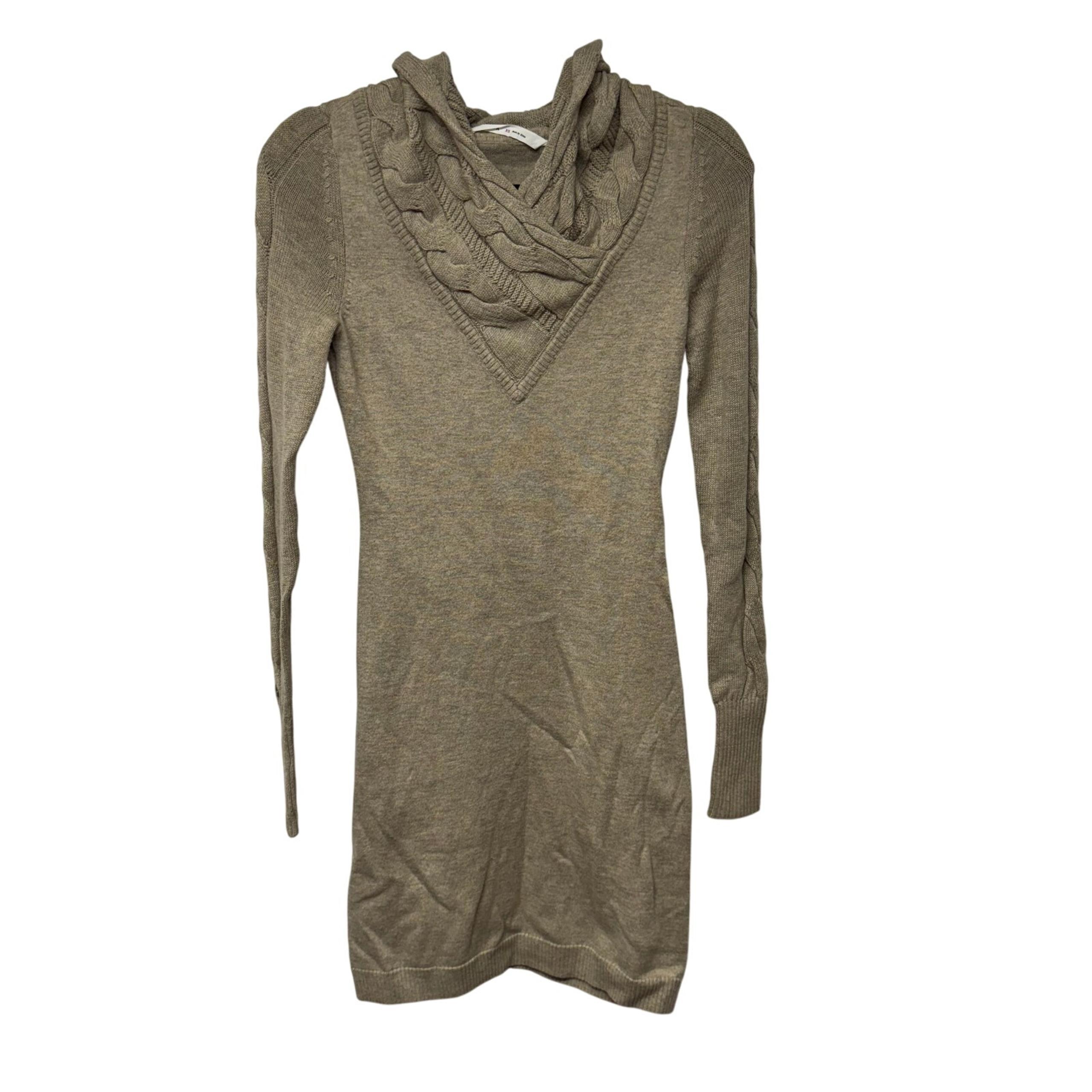 Athleta Womens Cashmere Cotton Oatmeal Hooded Sweater Dress Beige Size XS