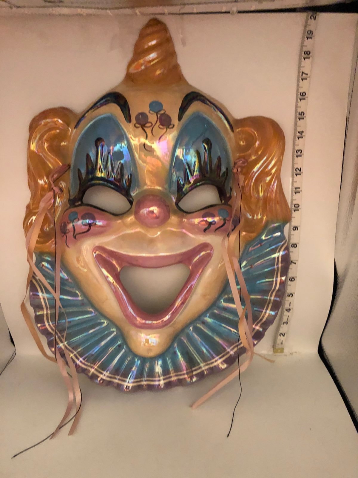 Ceramic clown mask plaque