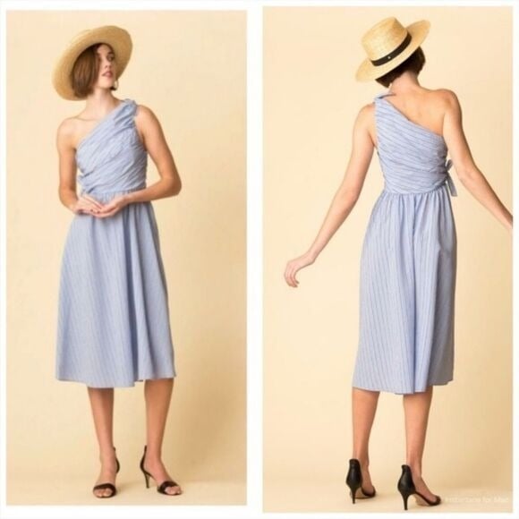 A.L.C Cabrera Striped One Shoulder Dress