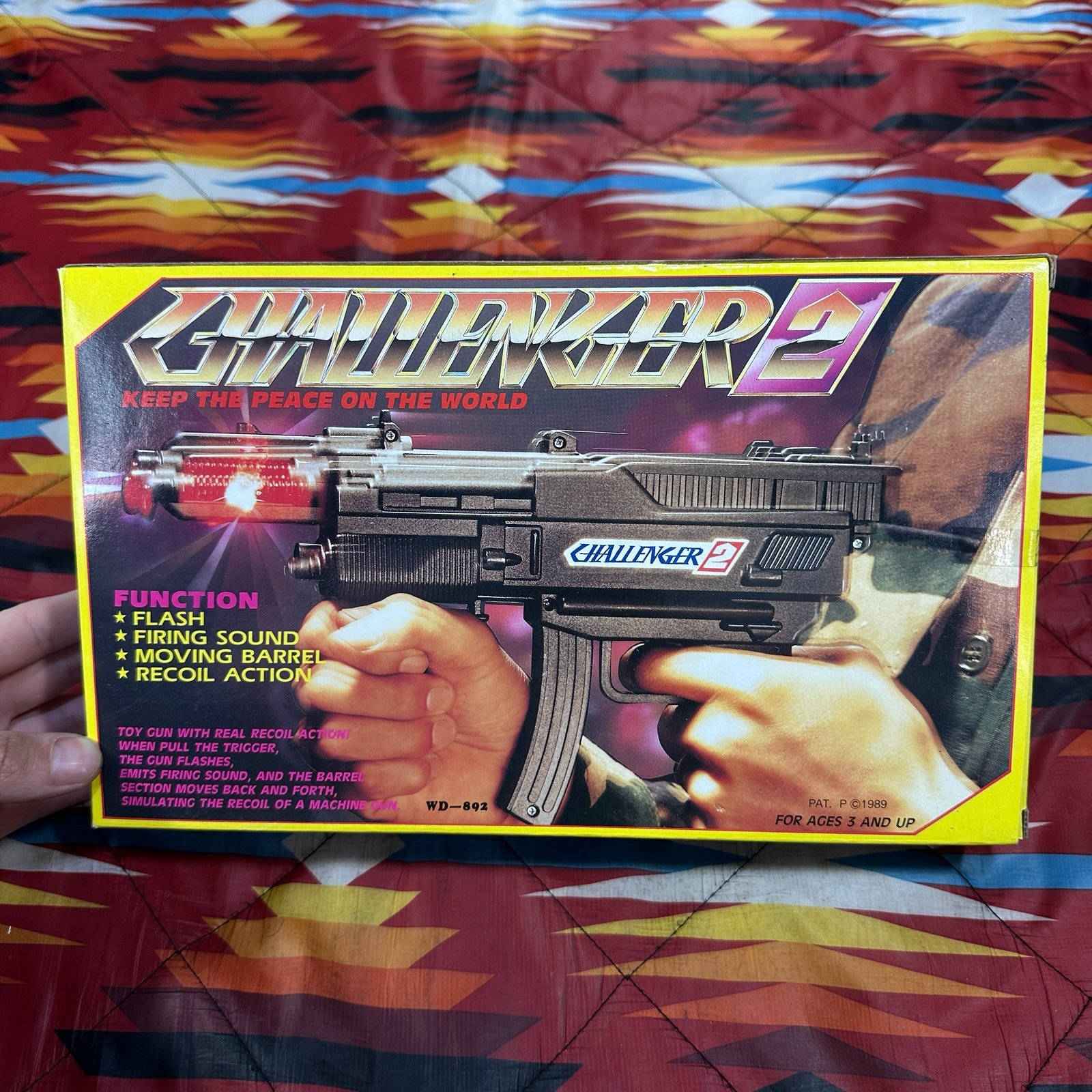RARE Vintage 1989 Challenger 2 Plastic Toy Gun Flash Firing Sound WD-892