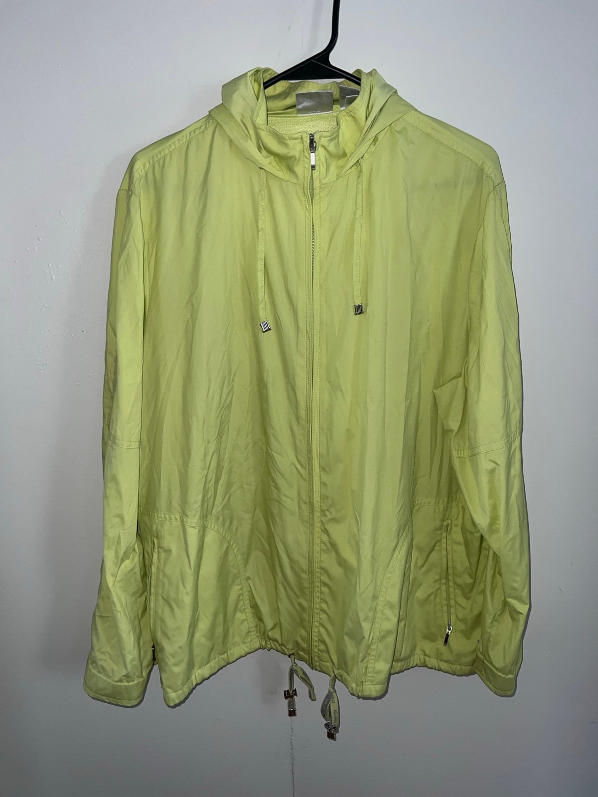 Zenergy by Chico’s Neon Full Zip Hooded Windbreaker Size 3 (XL)