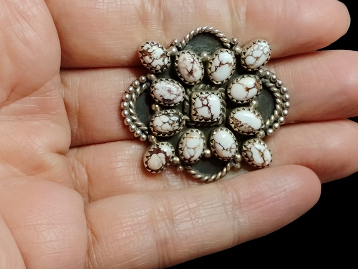 Sterling Silver Wild Horse Magnesite Cluster Statement Ring Adjustable Size