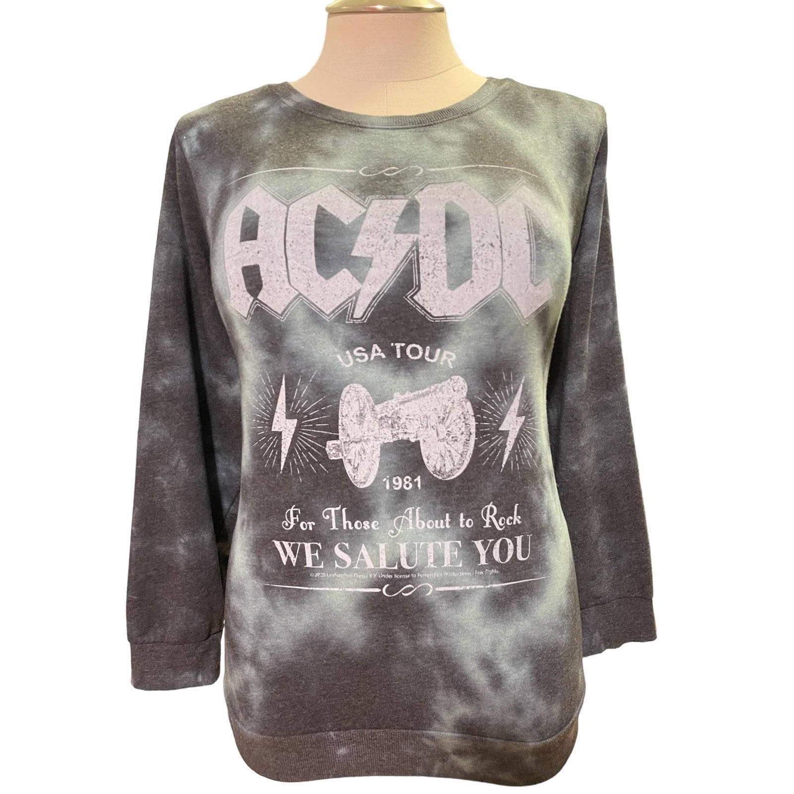 New Torrid 4 (4X 26) AC/DC Black/Green Tie Dye Metal Rock Cozy Fleece Sweatshirt