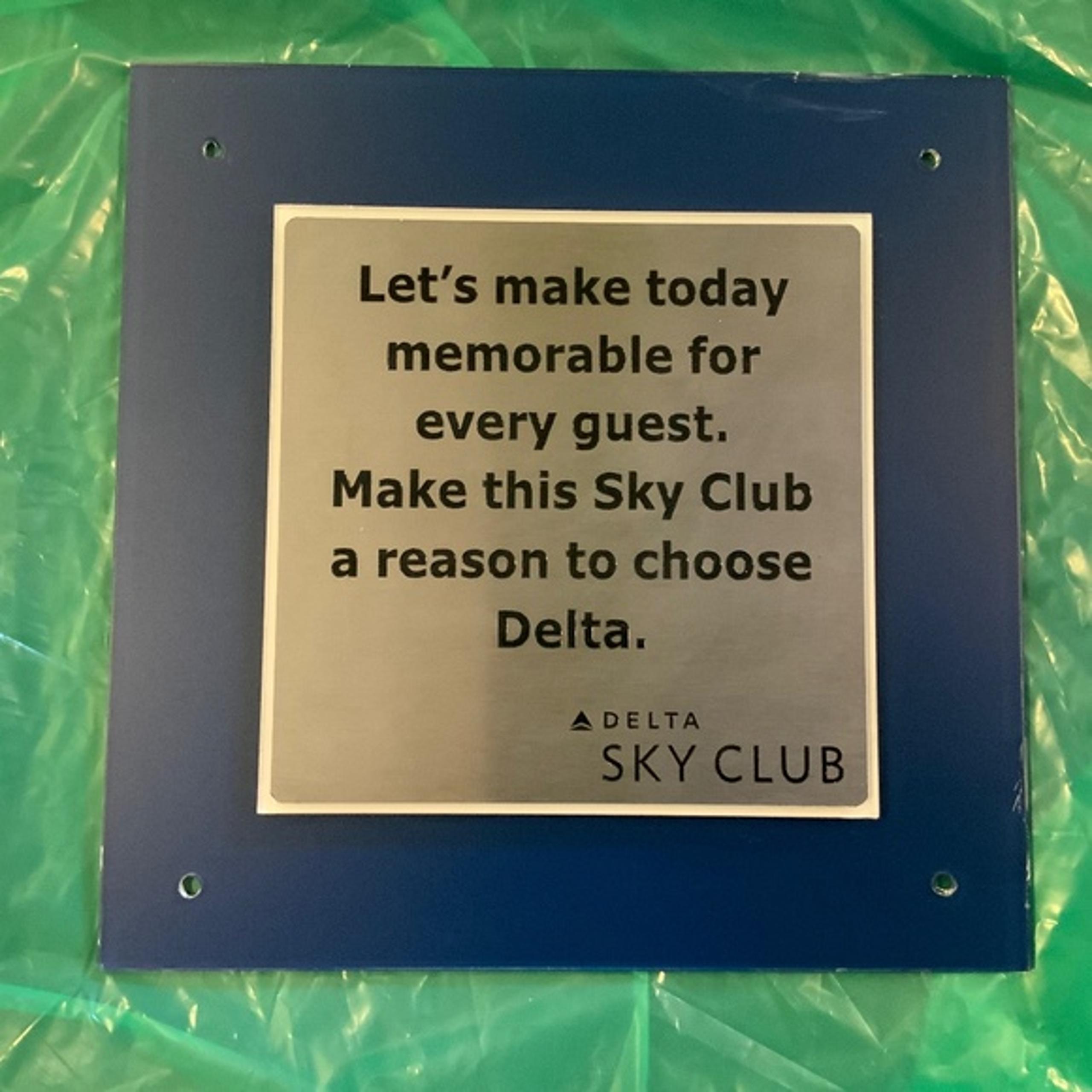 DELTA AIR LINES Original Retired Wall Sign DELTA SKY CLUB 9”x9”x0.3”