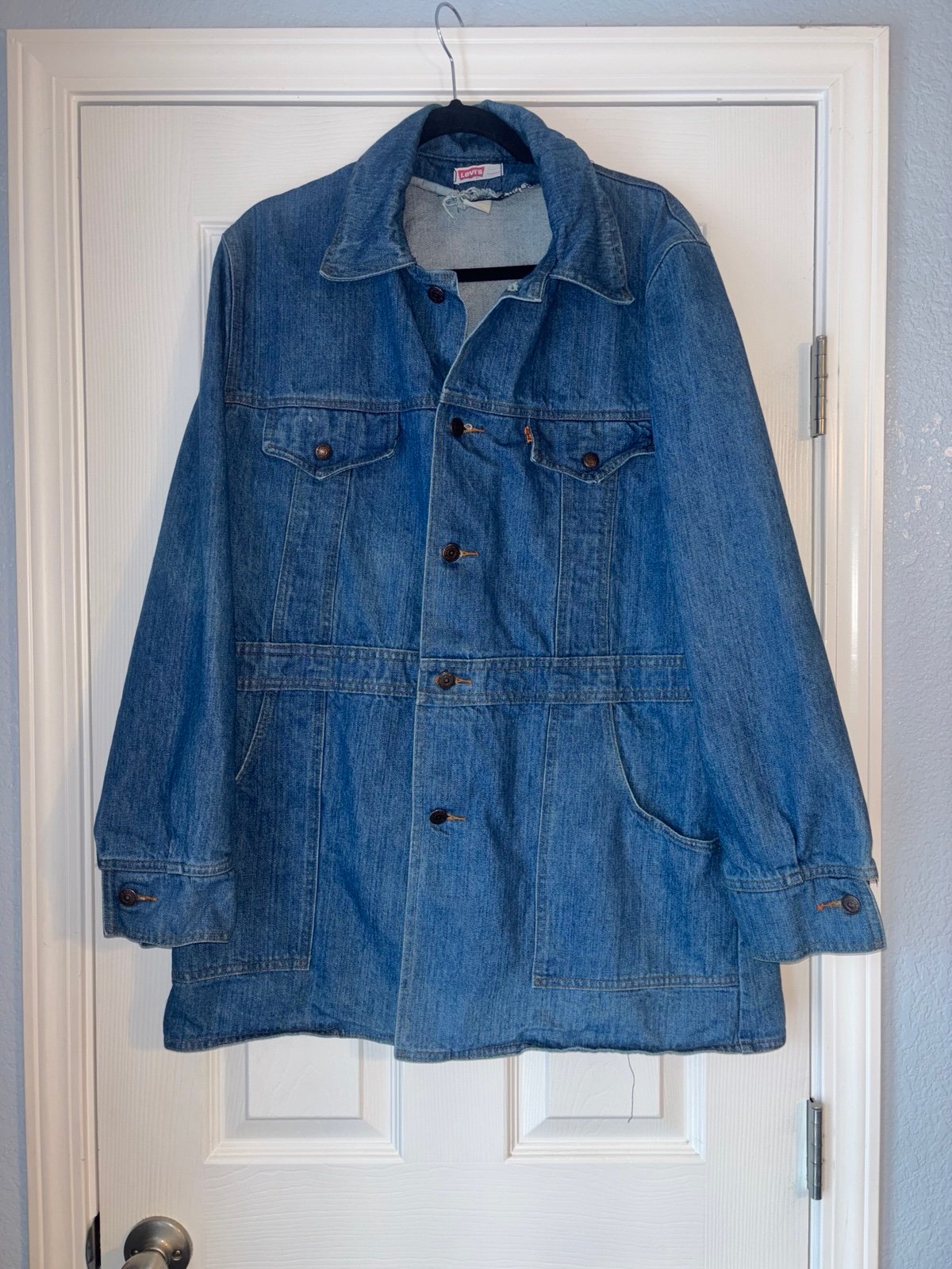 VTG Levis 70s Bush Jacket Men's XL Denim Orange Tab