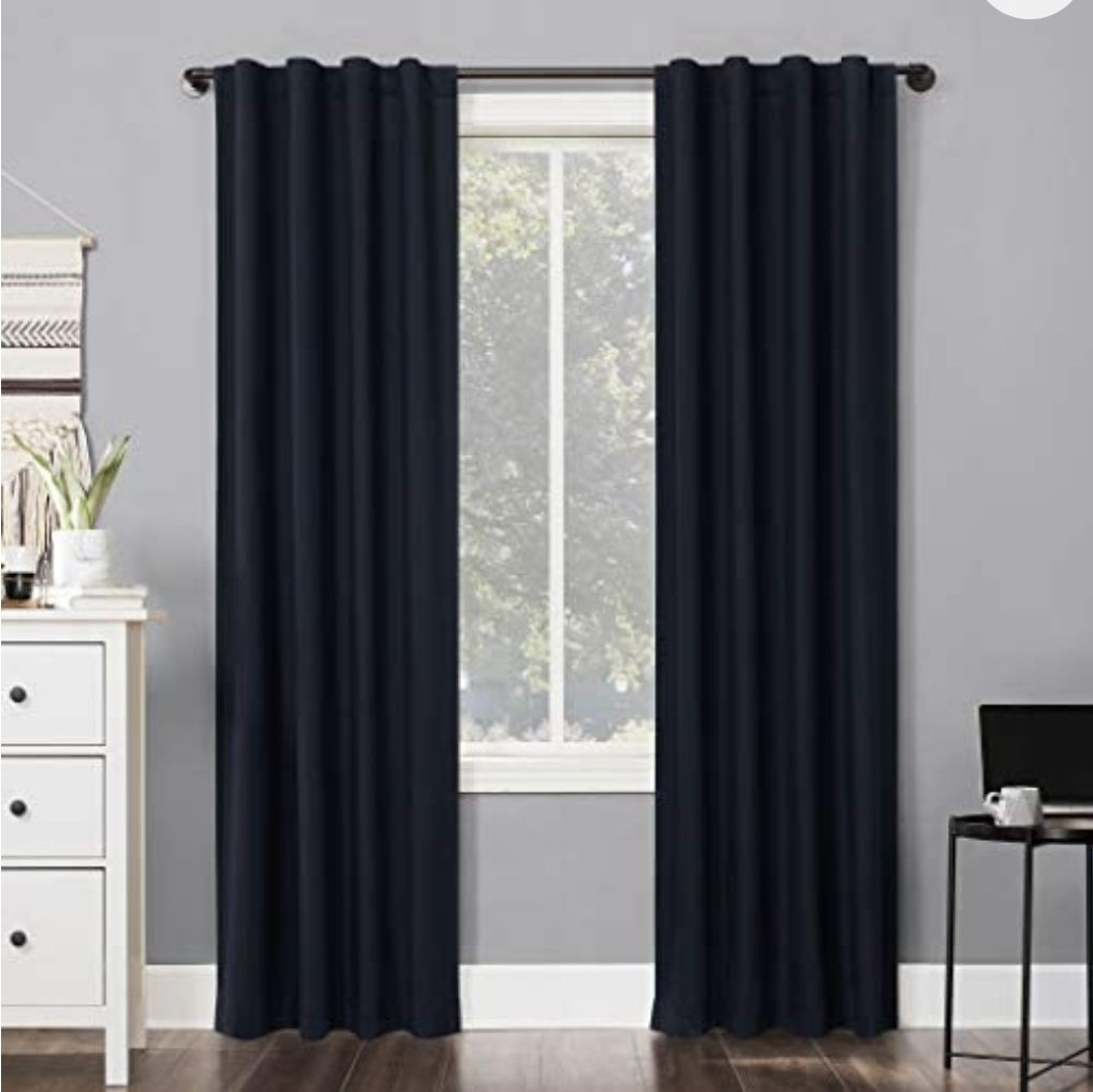 2 Blackout Curtain panels Navy Blue