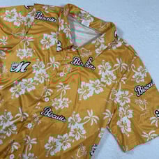 Montgomery Biscuits Shirt Unisex Medium Yellow Hawaiian Floral Button MiLB
