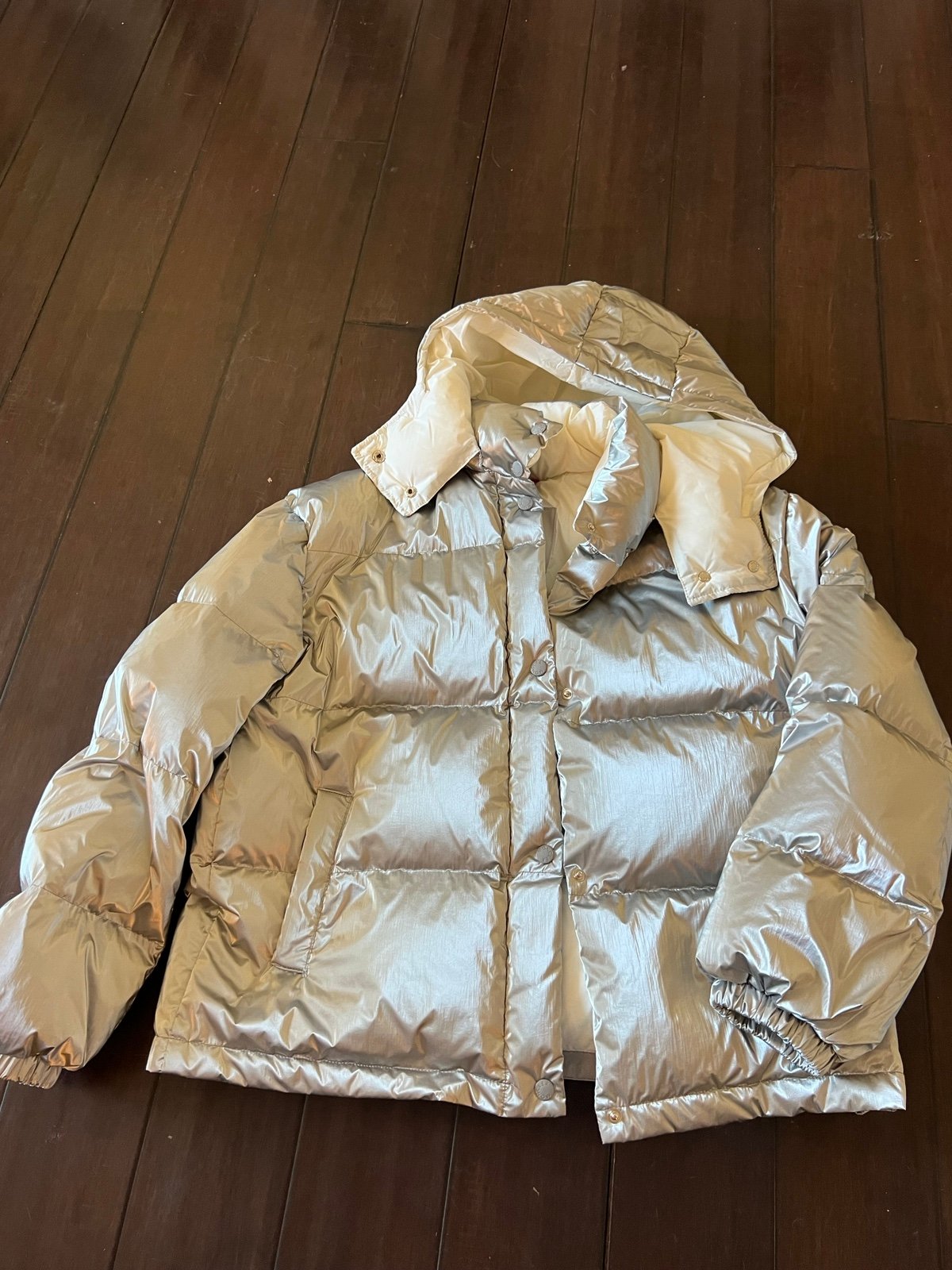 Womens silver moncler puffer