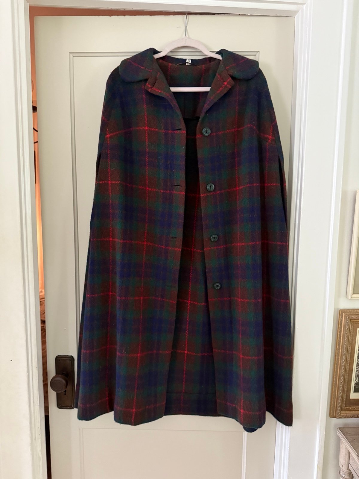 Vintage Tartan Plaid Wool Cape Coat