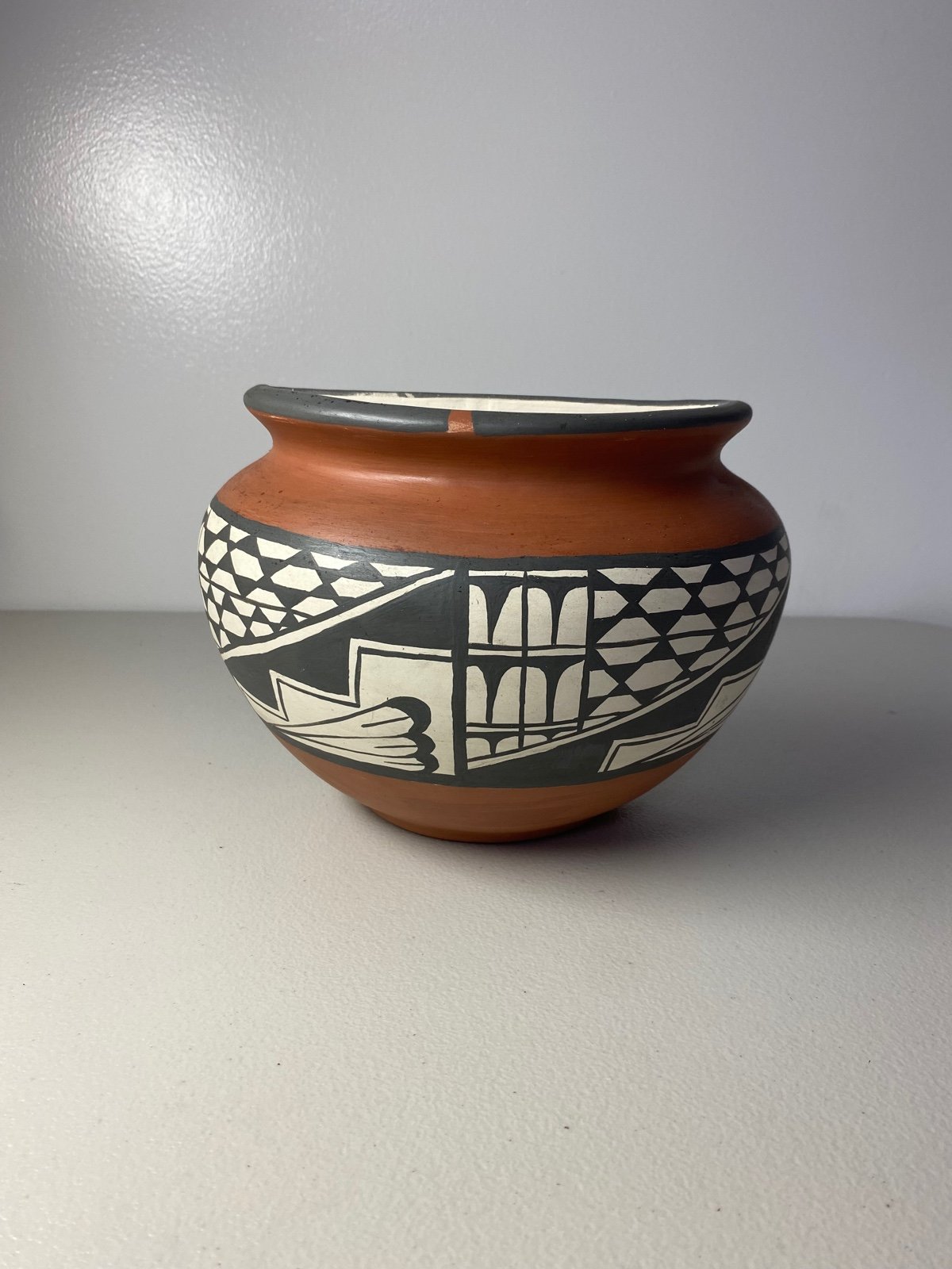Authentic Signed Pueblo Pottery Wall Vase 1993