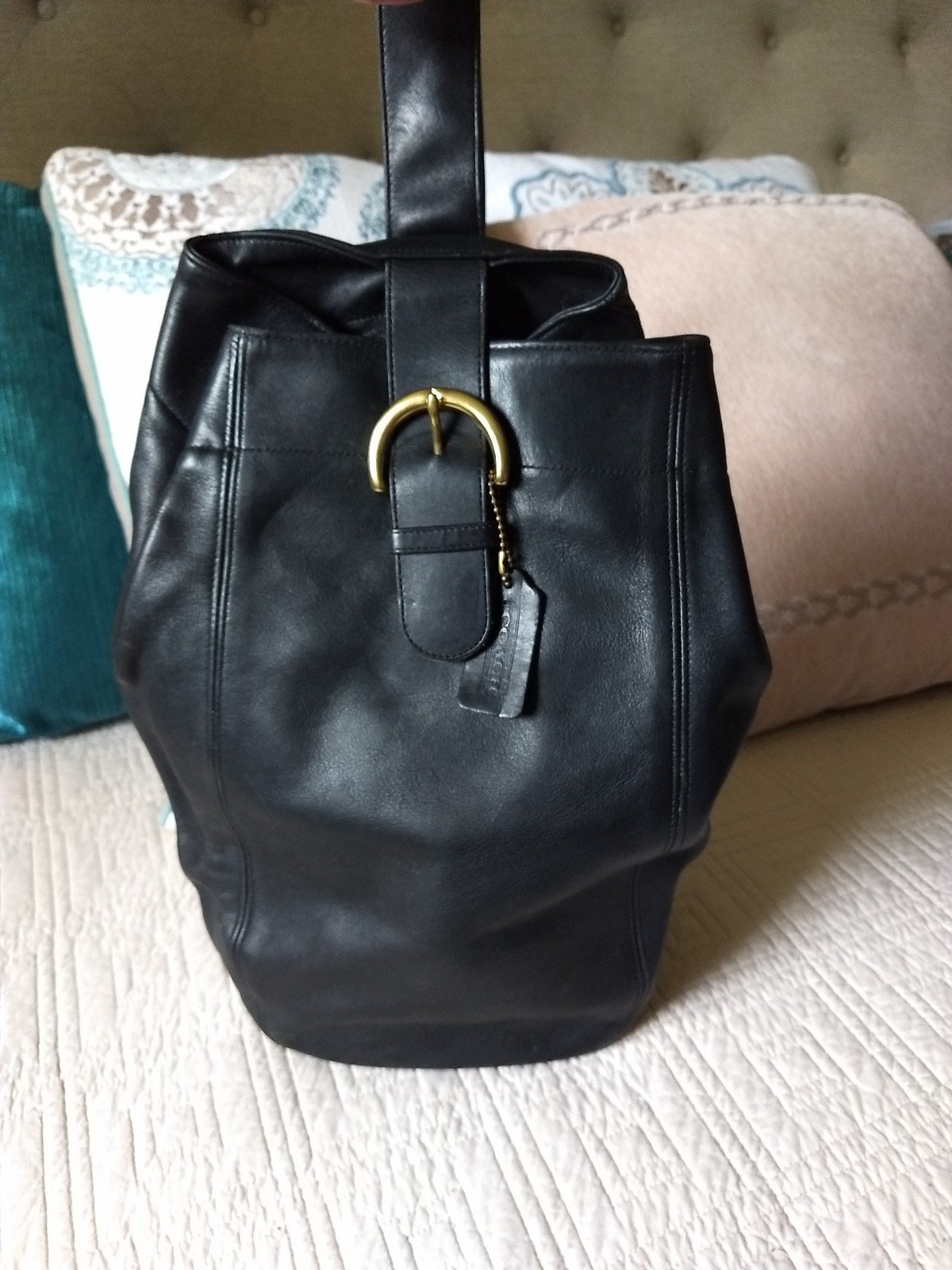 Vintage Legacy Black Coach Leather One Shoulder Backpack Made in USA D7C-4150