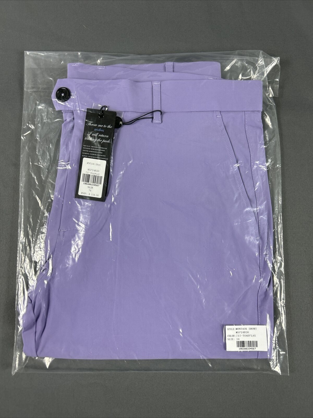 Greyson Golf Shorts Montauk Polyamide 34 x 10 Toadflax Purple NWT MSRP $118
