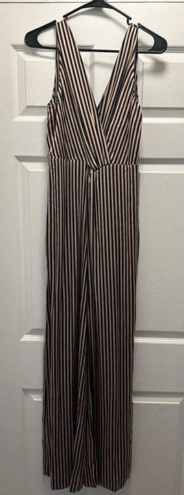Jonathan Simkhai Pinstripe Jumpsuit – Black & Gold – Size 4