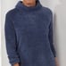 NEW SOFT SURROUNDINGS Chalet Tunic Top Chenille Button Back Blue L