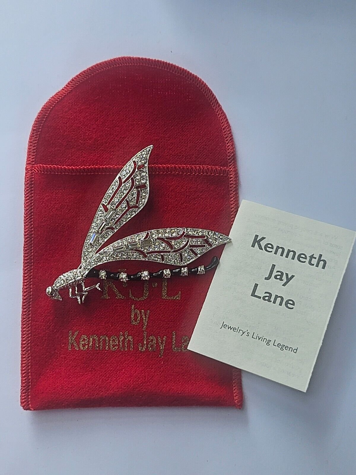 Kenneth Jay Lane KJL Friendly Dragonfly Brooch Pin Signed RARE