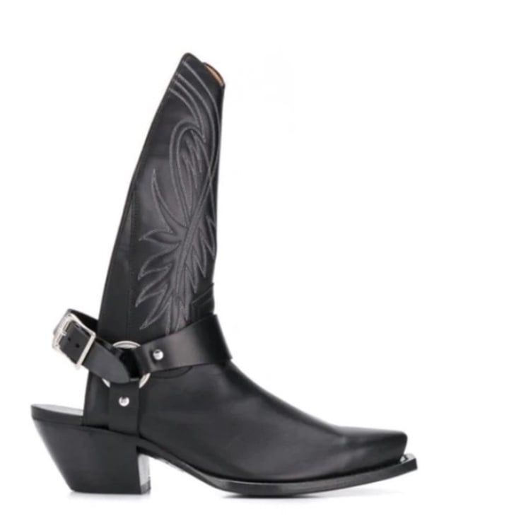 R13 Tall HARNESS COWBOY BOOT IN BLACK SIZE 7.5 / 38