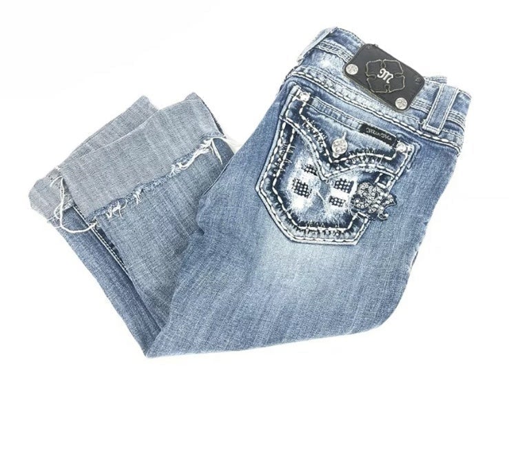 MISS ME Woman's Size 28 Boot Bling Jeans CUT TO CAPRICE JE5864BR.