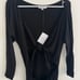 Amalfii Black Long Sleeve Open Front Ruched Midi Dress Small