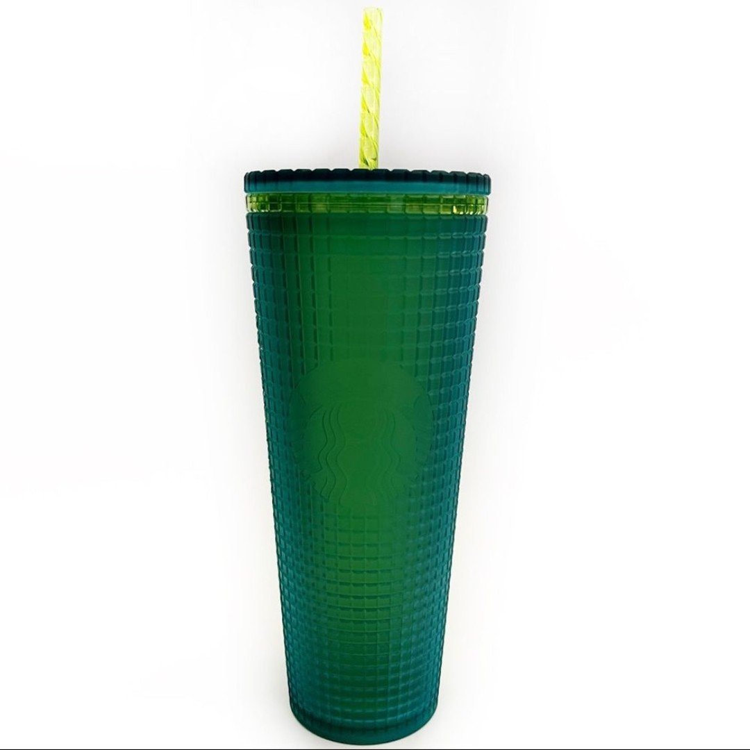 Starbucks Jelly Green Studded Tumbler Venti Travel Cold Cup Lime Green Straw