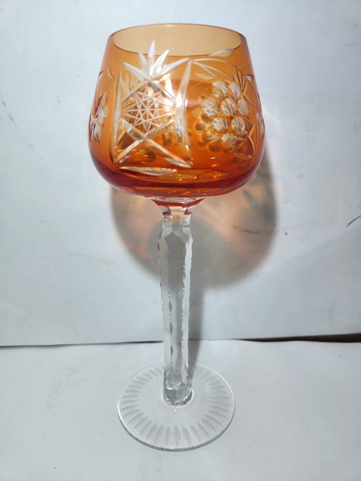 Orange Nachtmann Crystal Goblet, Cut To Clear