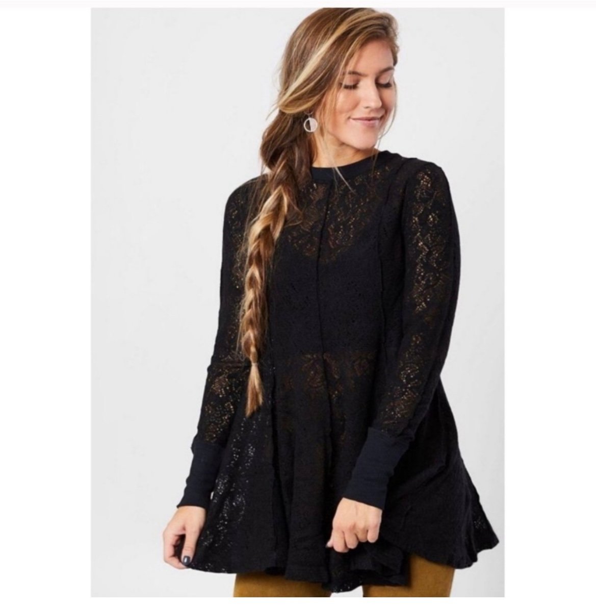 Free People Coffee in the Morning Tunic Pullover