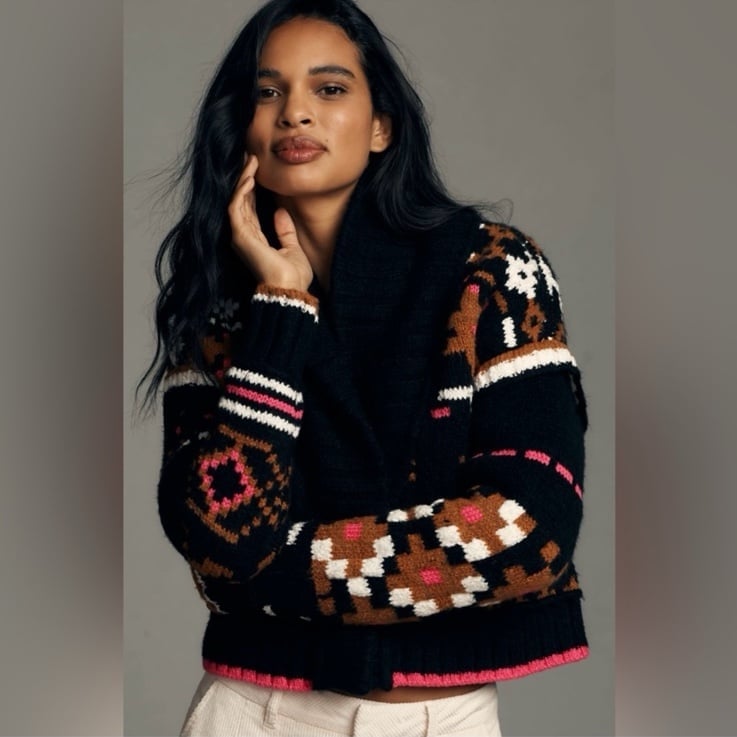By Anthropologie Neon Collared Cardigan Sweater