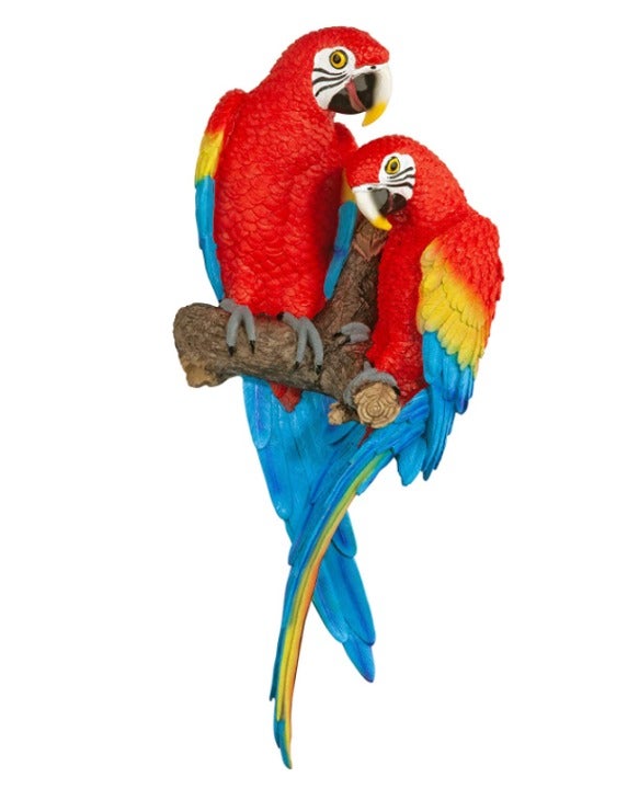 22 Scarlet Macaws Wall Sculpture Parrot