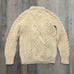 Monaghans Irish Cable Knit Ivory Beige Wool Jumper Aran Heavy Ireland Sweater