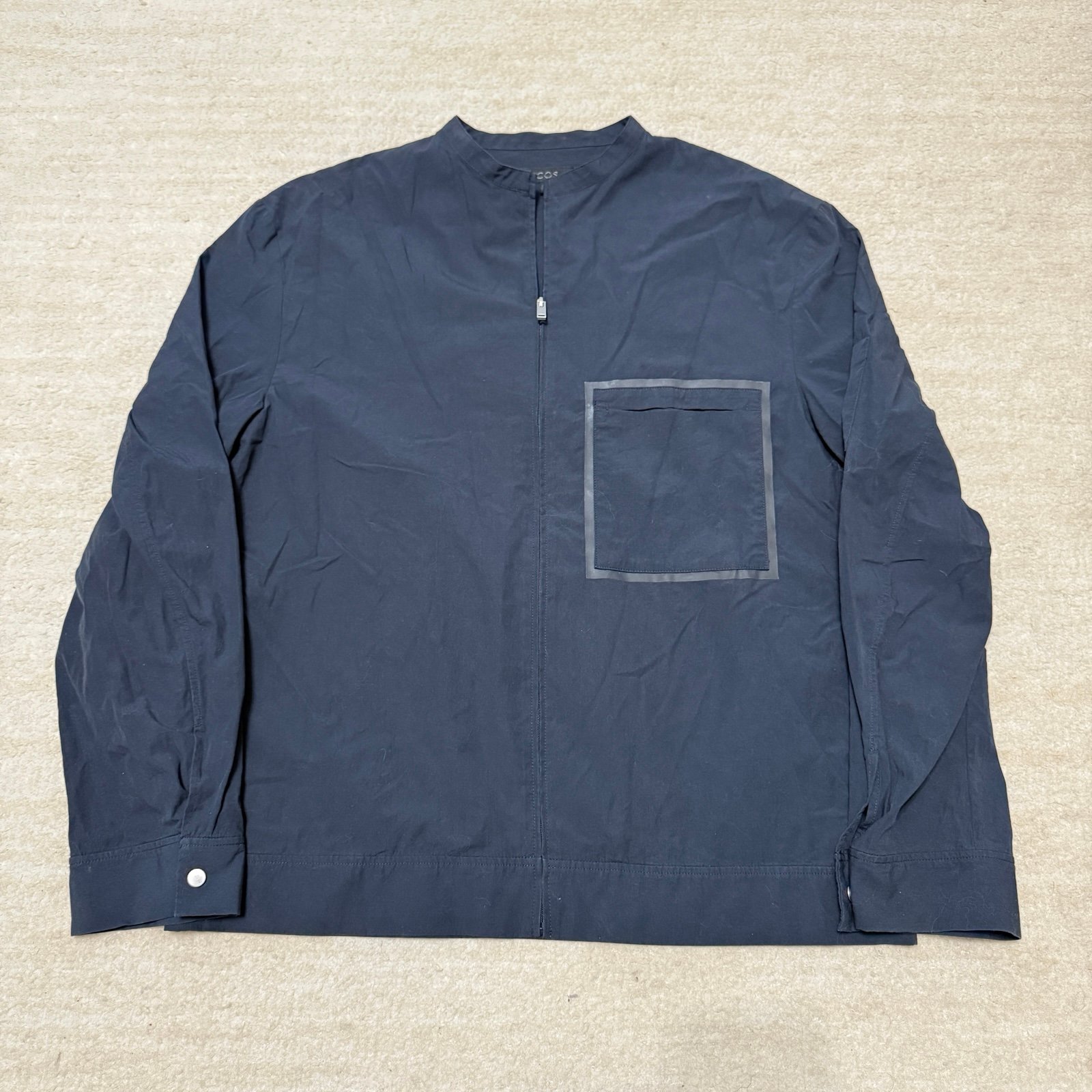 COS Men's LightweightJacket Sz Small Navy Blue Full Zip Minimalist Cotton