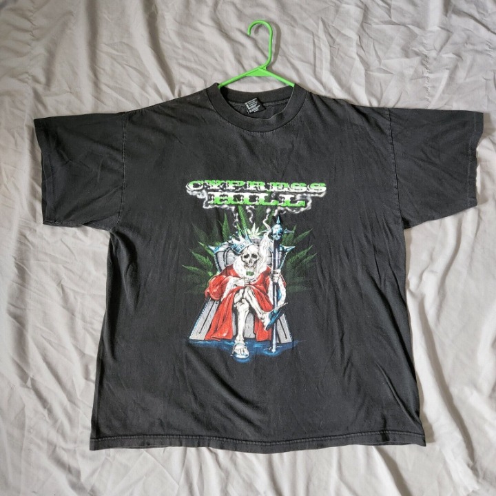 Vintage Cypress Hill Throne Skeleton T-Shirt Sz XL 90s Rap Tee Hip Hop Weed