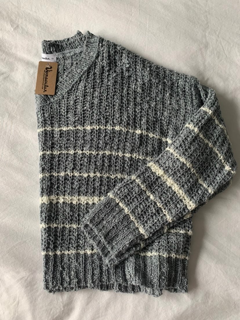 Boutique Cropped Slate Blue Sweater