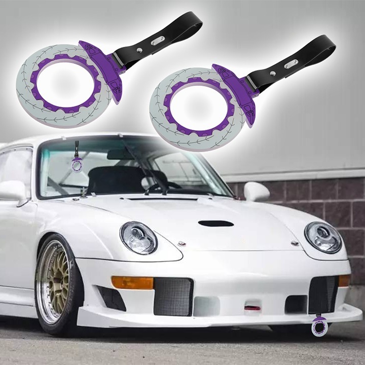 New 2PCS JDM Brake Purple TSURIKAWA Ring Subway Train Bus Handle Black Strap