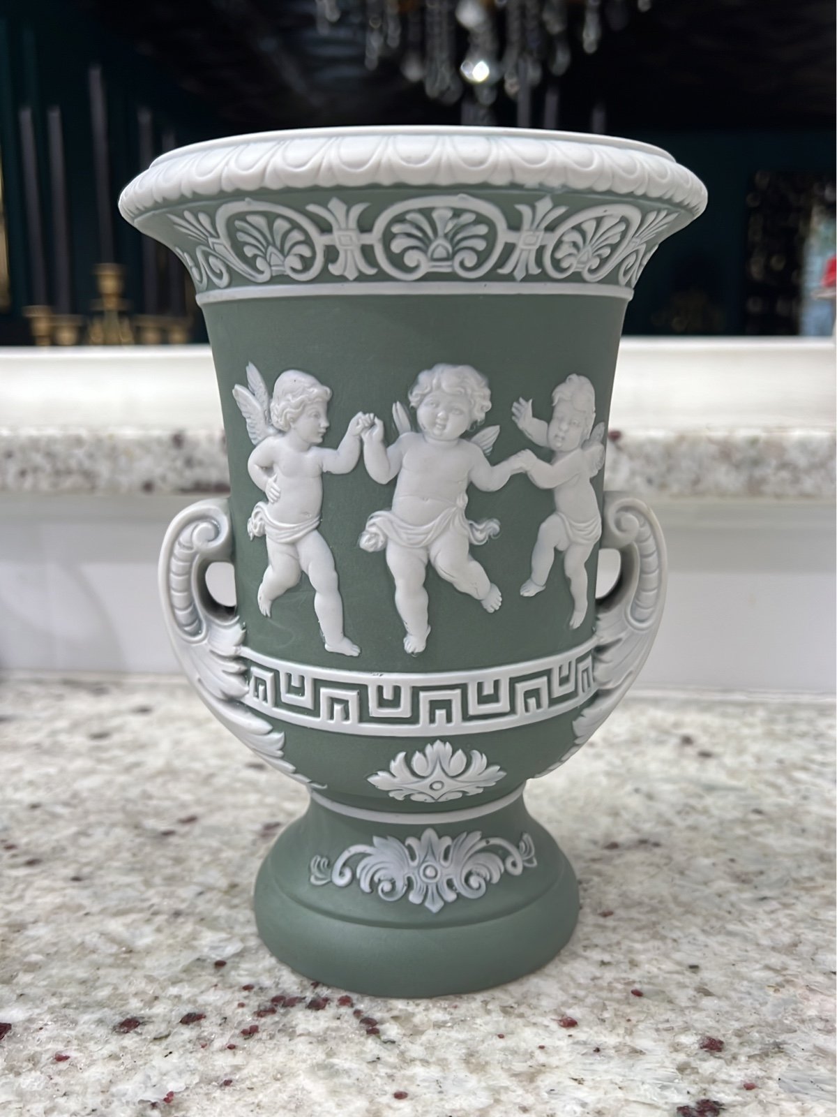 Vintage porcelain ceramic cherub planter