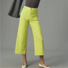 Maeve by Anthropologie The Colette Green Linen Pants Size 32