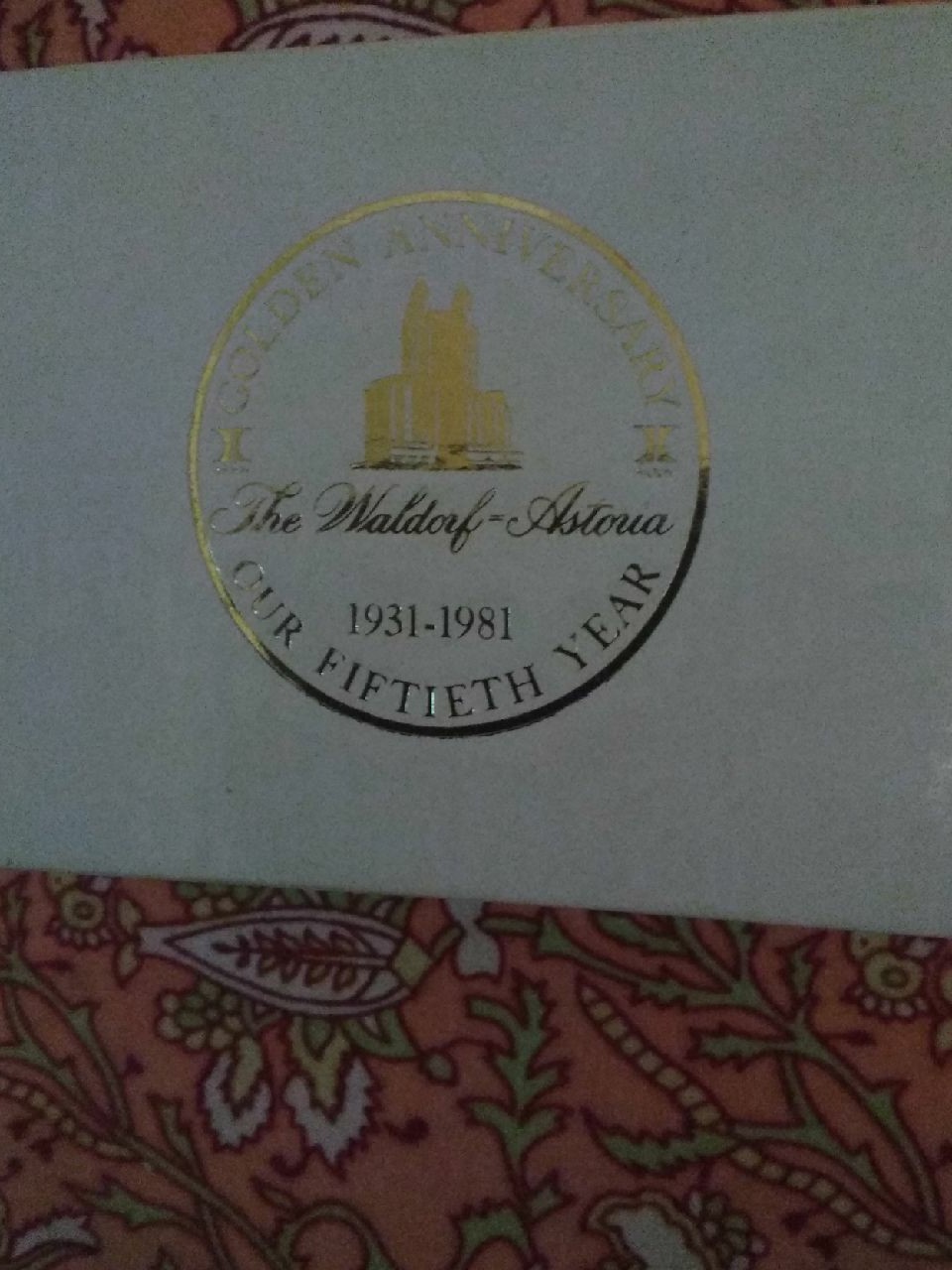 50th WALDORF -ASTORIA HOTEL ANNIVERSARY PARTY FAVOR