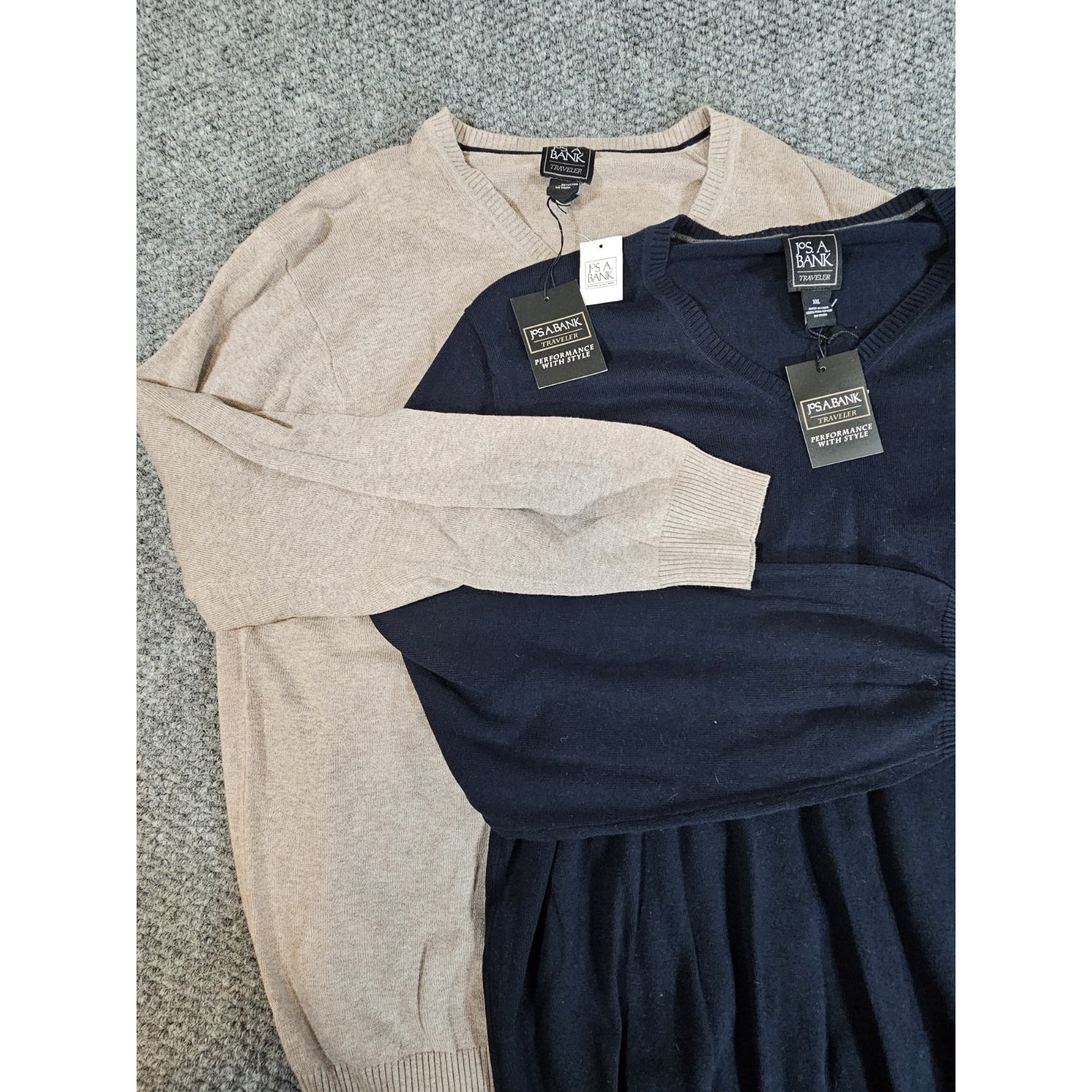 Jos. A. Bank Mens Size XXL Blue Traveler Pima Cotton V-Neck Sweater, New Lot