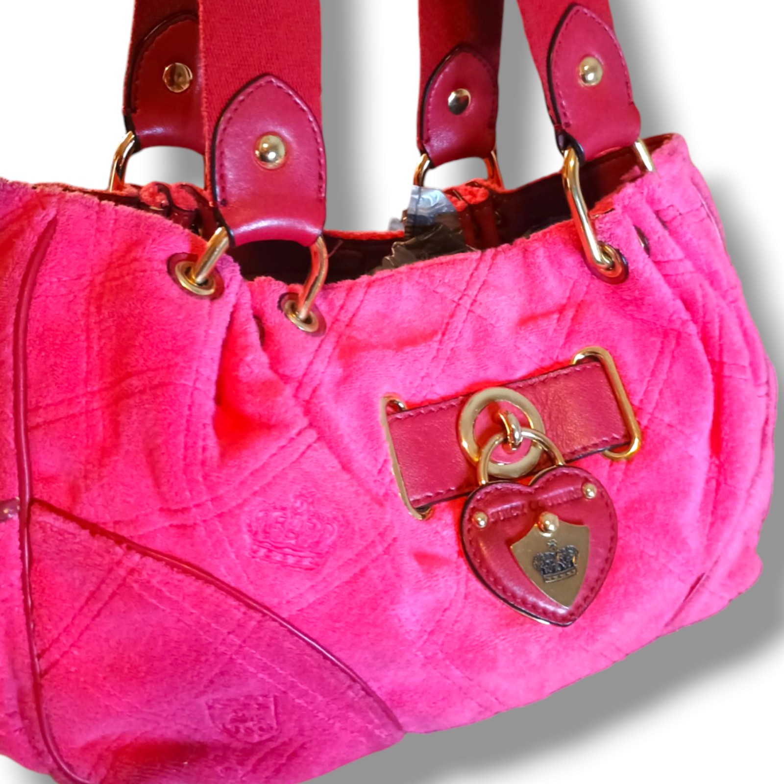 *AUTHENTIC & RARE*- VINTAGE Hot Pink Juicy Couture Heart Lock Baby Fluffy Bag!