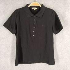 Burberry Women's Size XL Polo Shirt Black Cotton Blend Short Sleeve Top