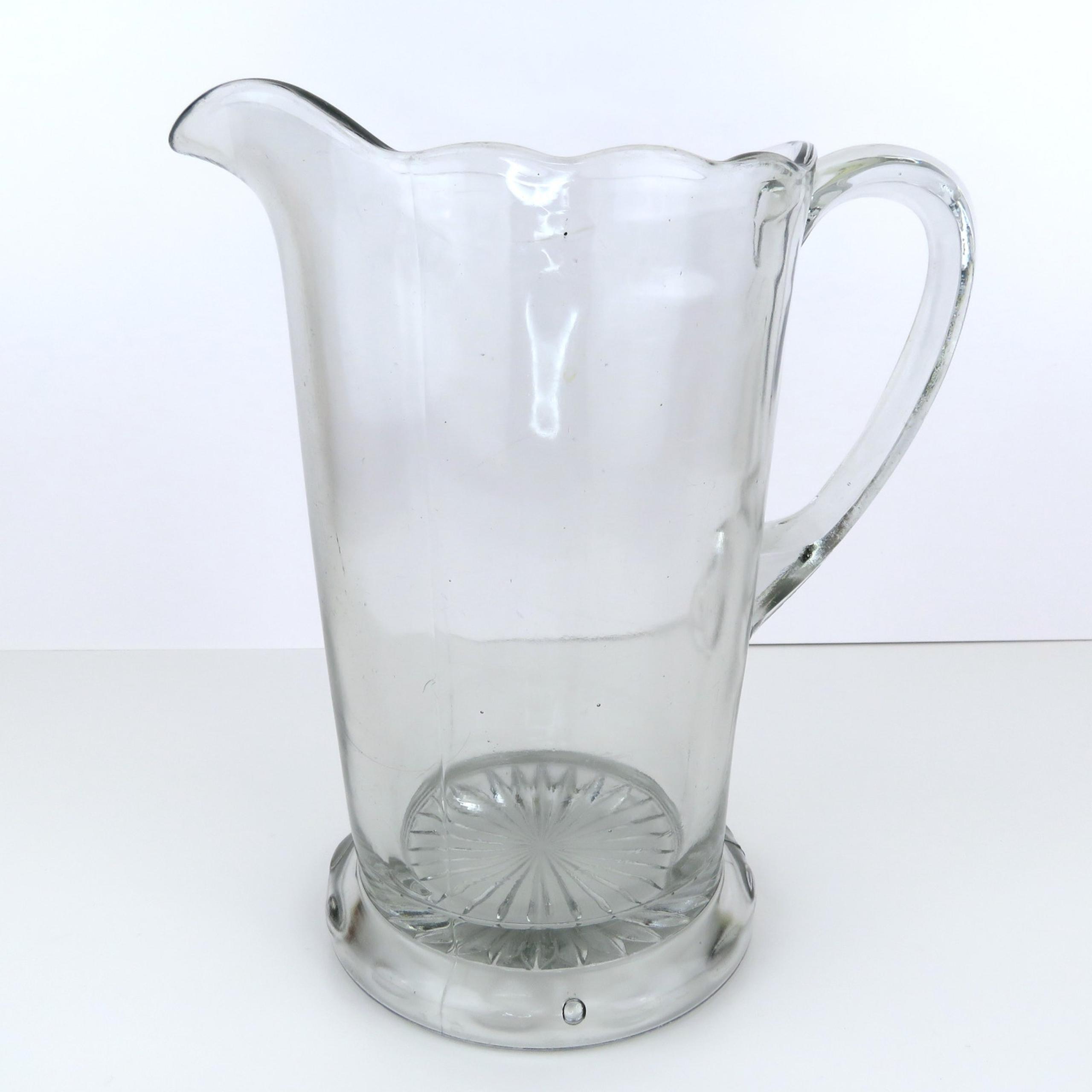 Vtg Indiana Glass Diamond Point Clear Pitcher 52oz Pressed Glass Small Chip