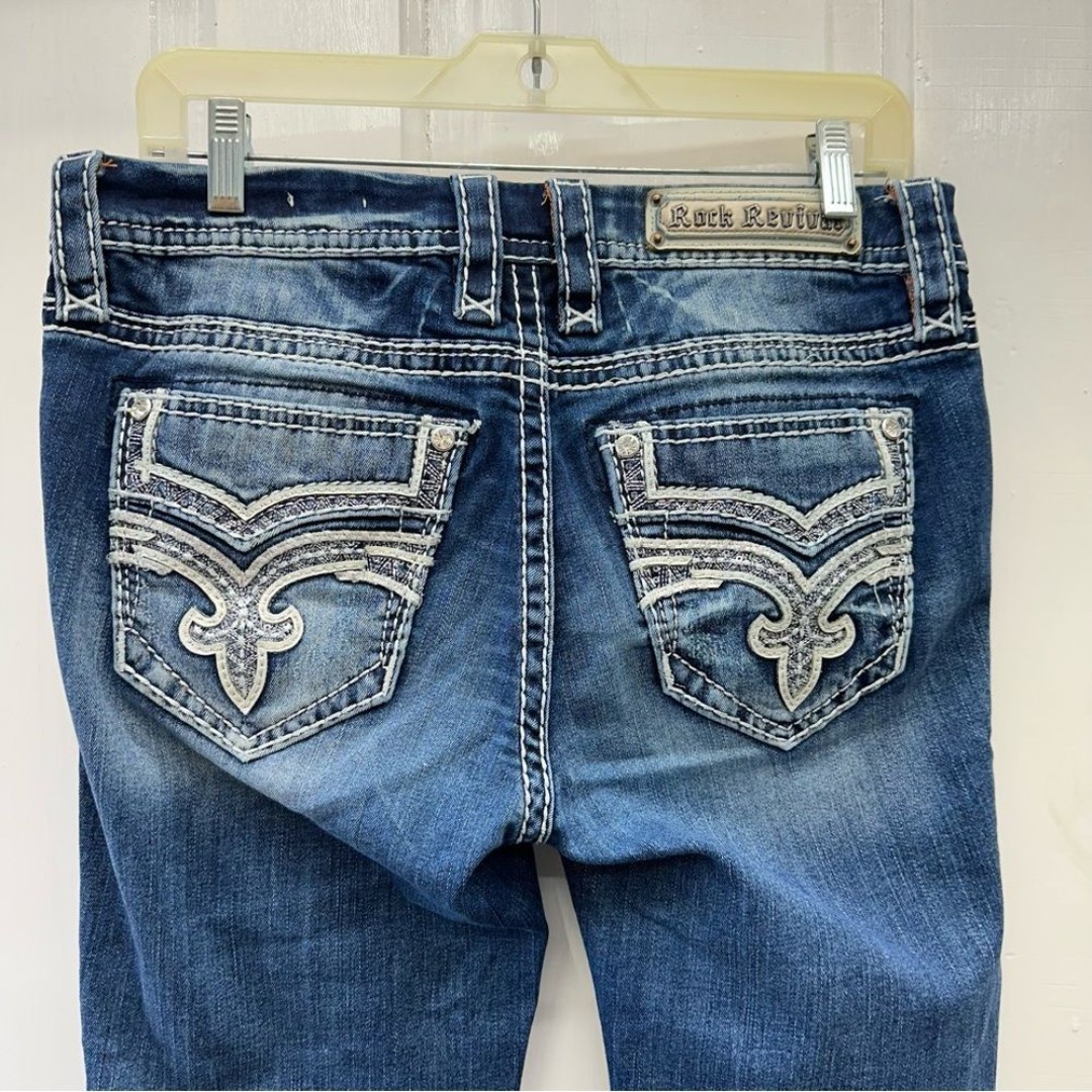 Rock Revival Gysu thick stitch easy boot cut denim jeans women's 28