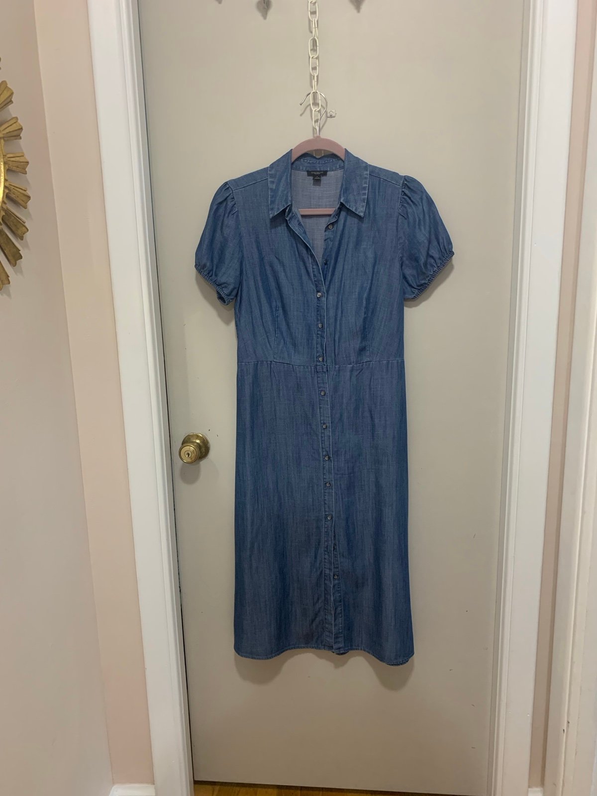 Ann Taylor Midi Blue Denim Dress