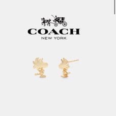 Nwt Coach X Peanuts Woodstock Stud Earrings Set Cartoon Gold Post Bird Snoopy