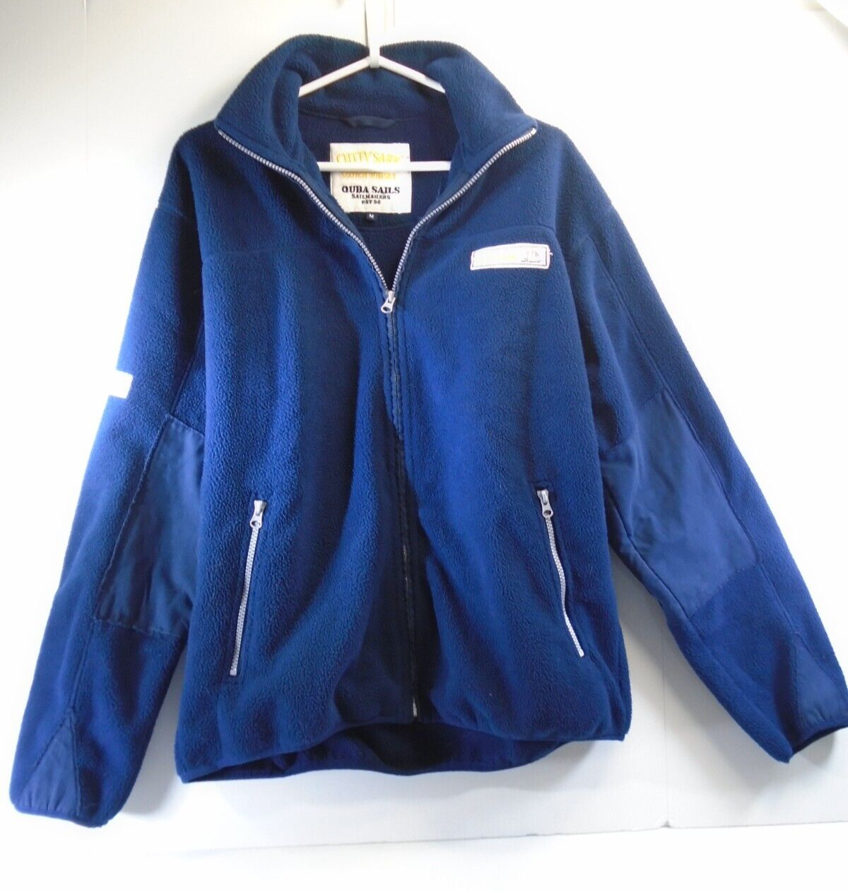 Vtg CUTTY SARK Quba Sails Fleece Jacket MEDIUM Whiskey Sailing Zip-Up Sweatshirt